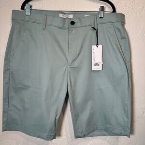 NWT $69 Kenneth Cole Size 38 Chino Shorts Stretch Aloe Slim Fit Flex Mobility